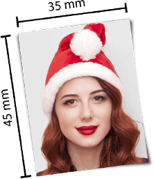 Weihnachtliches Passfoto mit Lineal